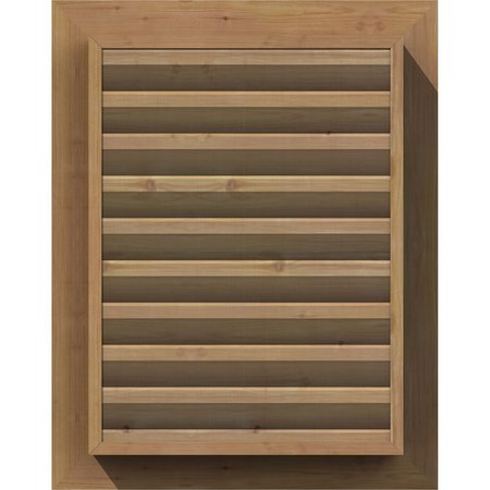 Ekena Millwork Vertical Gable Vent Functional, Western Red Cedar Gable Vent w/ 1" x 4" Flat Trim Frame, 18"W x 20"H GVWVE18X2001SFUWR